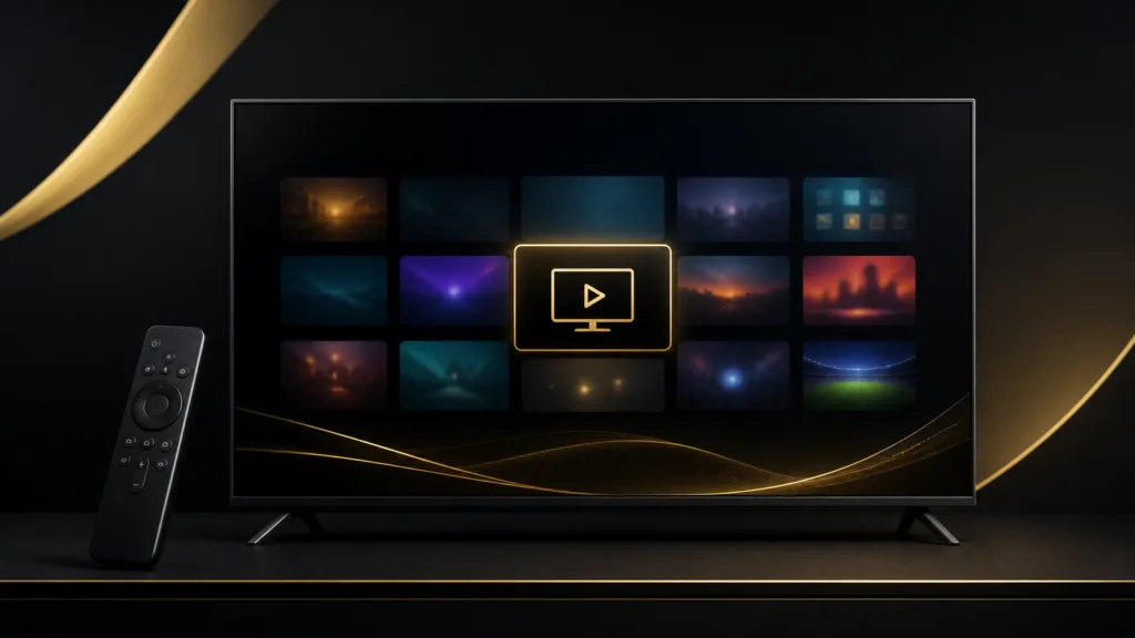 IPTV on Sony Smart TV UK setup image with BRAVIA style TV and remote