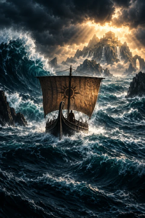 The Odyssey epic sea adventure artwork in the BritCast 2026 movie showcase