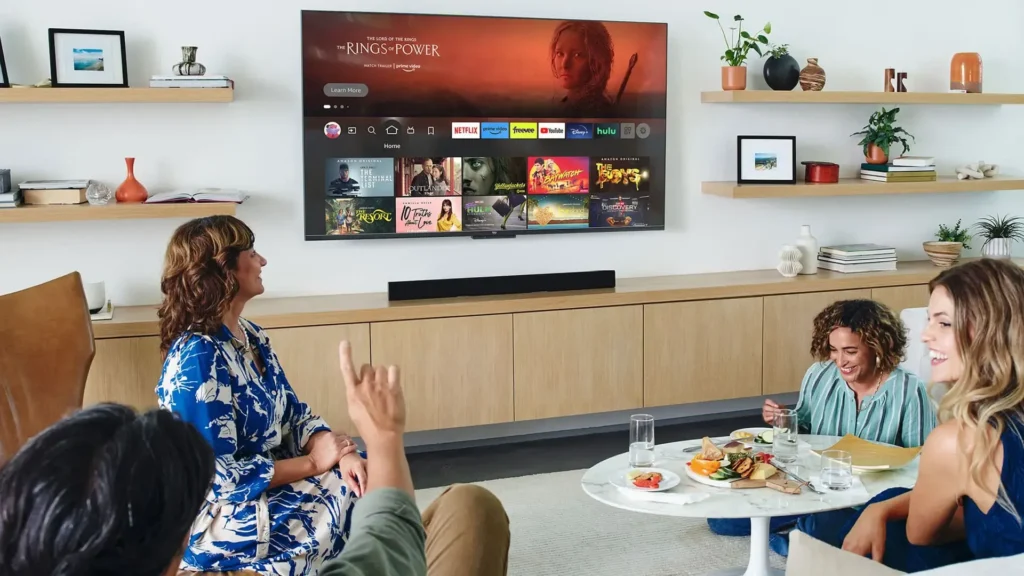 Best IPTV apps for Firestick UK displayed on a living-room Fire TV