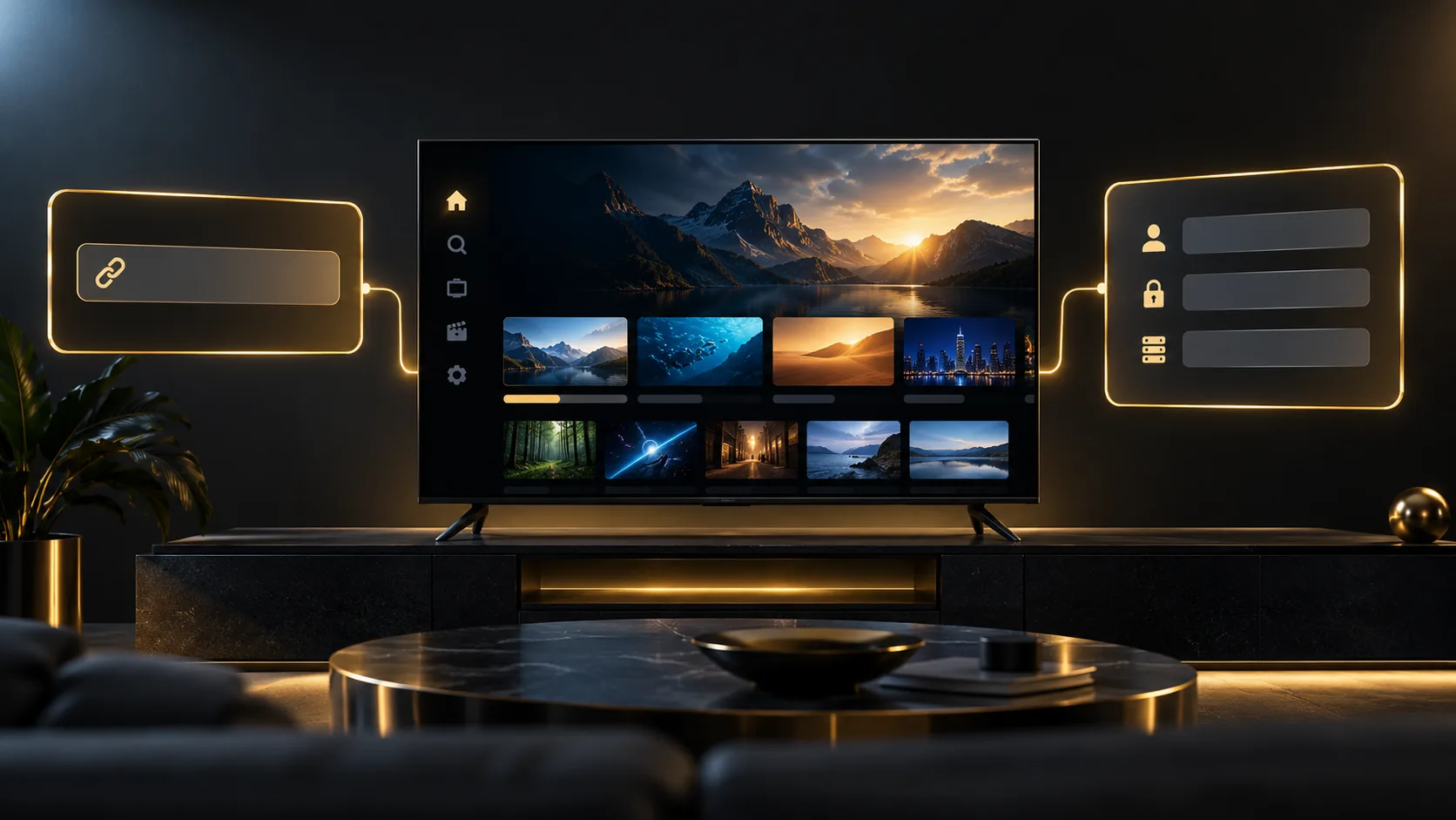 M3U vs Xtream Codes IPTV login options shown on a UK living room TV